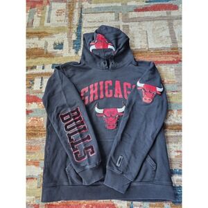 Chicago Bulls Hoodie Size L Black Pro Standard NBA Pullover Missing Draw String